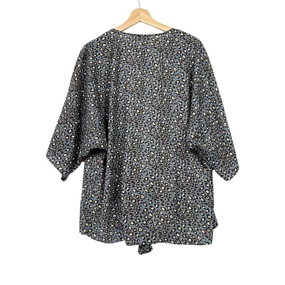 West Kei Womens Topper Animal Print Tie Front Top Size Large Casual Multicolor - Picture 2 of 7